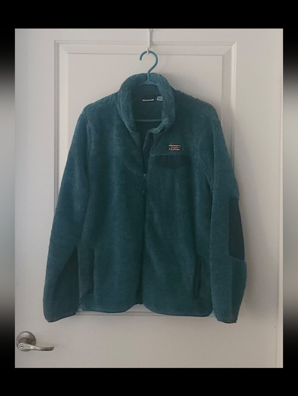 Vintage L.L.Bean Deep Teal Blue High-Pile Sherpa Fleece Full-Zip Jacket Size XL